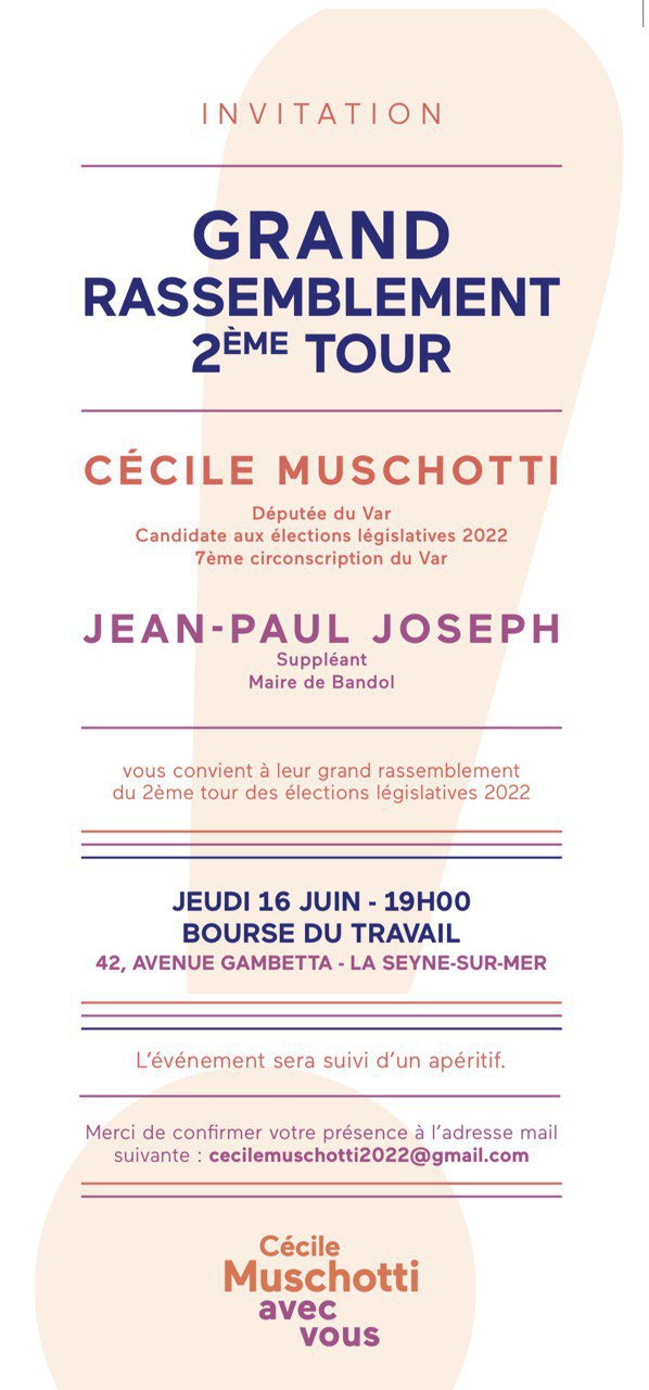 INVITATION GRAND RASSEMBLEMENT 2nd TOUR CECILE MUSCHOTTI