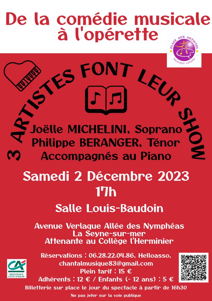 Comédie musicale opérette 2 décembre 2023