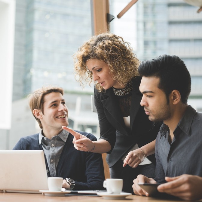 Multiracial business people working outdoor in town