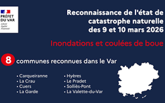 Var : 8 communes reconnues en état de catastrophe naturelle